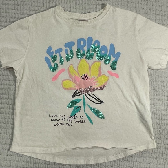 Zara Other - Zara Kids White 'Let Bloom' T-Shirt